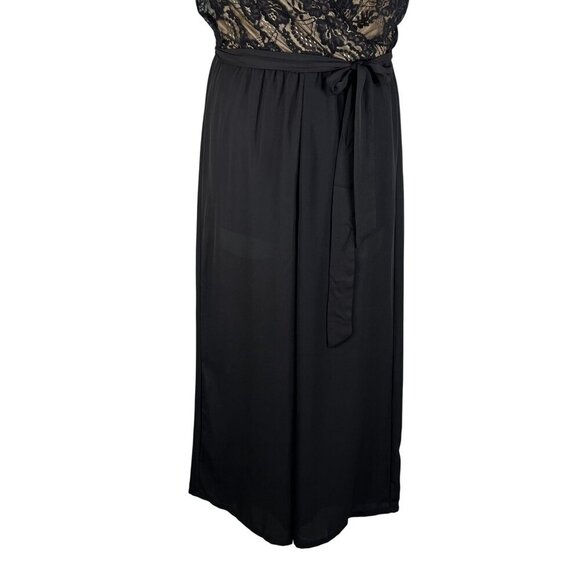 Worthington Womens S Black Lace Bodice Cap Sleeve Wide Leg Jumpsuit Stretchy - Picture 7 of 16